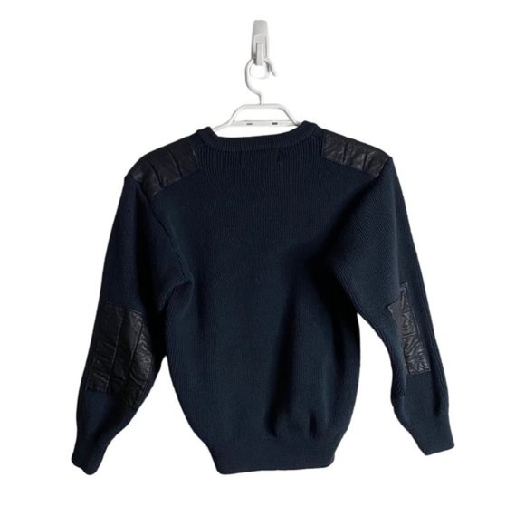 Playboy Men's Blue Wool Blend Classic Knit Patched Sweater - Picture 8 of 8